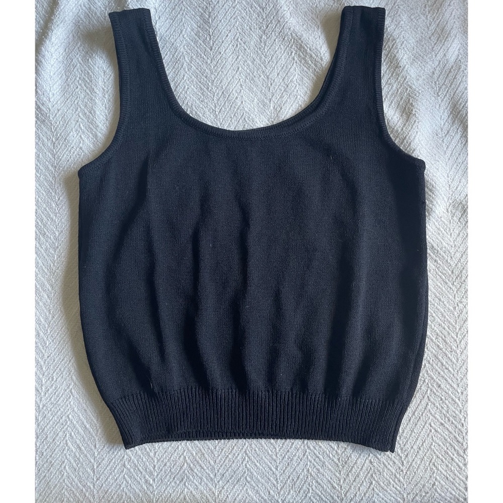 St. John black knit tank top